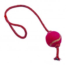 87642 - Brinquedo Corda Pux com Bola de Tênis Rosa - Club pet importado - 63cm