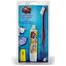 89079 - Kit dental neutro - Cat Dog - com 1 escova, 1 pasta e 1 dedeira