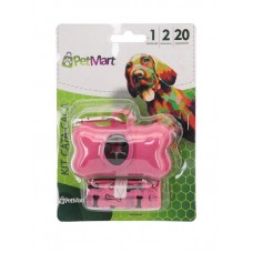 89552 - Cata caca plastico kit com 1 rolo rosa - Mosquetão de alumínio - Petmart - MEDIDAS:22X32CM