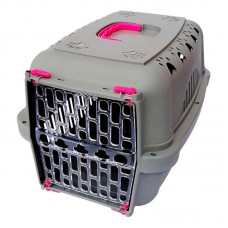 88118 - Caixa transporte falcon neon N2 com porta acrillica - rosa - Durapets - A:31x L:36xC:48cm