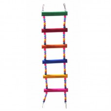 84234 - Brinquedo madeira escada 3x1 micanga 6 poleiros M - Club Still Pet - 12 x 1,2 x 43cm