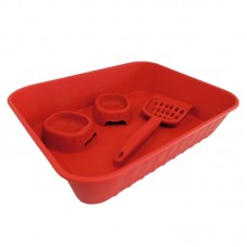 88371 - Kit bandeja higienica,pa higienica e 2 comedouros plastico maxx vermelho - Club Maxx