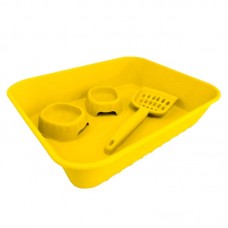 88373 - Kit bandeja higienica,pa higienica e 2 comedouros plastico maxx amarelo - Club Maxx