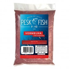 98211 - COM 500 GRAMAS, FARINHA DE PEIXE, COR VERMELHA, AROMATIZANTES E USAR AGUA DO LOCAL PARA HIDRATAR.