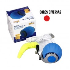 98168 - BRINQUEDO BOLA PLASTICA COM ACABAMENTO EM SILICONE COM SINO SONORO E CAUDA DE PELUCIA.