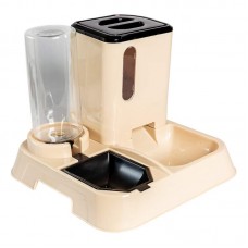 98306 - ALIMENTADOR AUTOMATICO NA COR BEGE, DE PLASTICO, COMPORTA 1 LITRO AGUA E 1KG RACAO, PETISCO E PA 