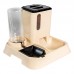 ALIMENTADOR AUTOMATICO NA COR BEGE, DE PLASTICO, COMPORTA 1 LITRO AGUA E 1KG RACAO, PETISCO E PA 