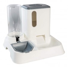 98305 - ALIMENTADOR AUTOMATICO NA COR BRANCA, DE PLASTICO, COMPORTA 1 LITRO AGUA E 1KG RACAO, PETISCO E PA 