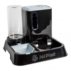 98307 - ALIMENTADOR AUTOMATICO NA COR PRETA, DE PLASTICO, COMPORTA 1 LITRO AGUA E 1KG RACAO, PETISCO E PA 