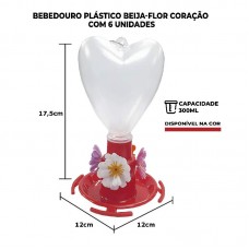 98467 - BEBEDOURO PLASTICO DE BEIJA FLOR EM FORMATO DE CORACAO E CAPACIDADE DE 300 MILIGRAMAS