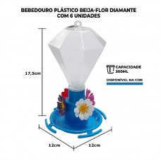 98468 - BEBEDOURO PLASTICO PARA BEIJA FLOR EM FORMATO DE DIAMANTE E CAPACIDADE DE 300 MILIGRAMAS