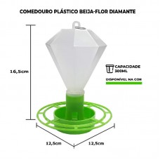 98470 - COMEDOURO PLASTICO PARA BEIJA FLOR EM FORMATO DIAMANTE E CAPACIDADE DE 300 MILIGRAMAS