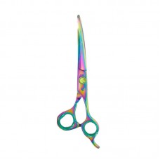 98187 - TESOURA EM ACO 420, COM APOIO, COM AFIACAO TIPO NAVALHA, ESTILO CURVA E NA FURTA COR