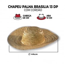98383 - CHAPEU DE PALHA BRASILIA 13 DP, LEVE E COM CORDAO.