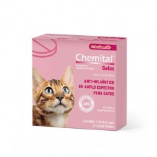 71208 - Vermifugo chemital para gatos com 4 comprimidos - Chemitec 