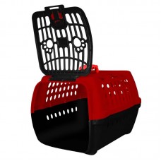 88174 - Caixa de Transporte Confort N1 Vermelha e Preta - Club Pet Maxx - A27,8 X C44 X L30,8 cm