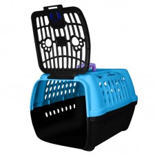 88256 - Caixa de Transporte Confort N1 Azul Claro com Preta - Club Pet Maxx - A27,8 X C44 X L30,8 cm
