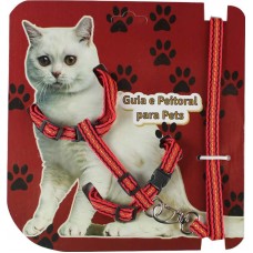 88595 - Conjunto peitoral e guia nylon luxo para gato macho P - Pet Repasse - 20cmx20mm