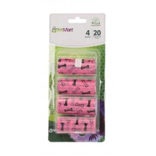 89549 - Refil cata caca 4 rolos com 20 sacos rosa - PetMart -7,5x6x2cm 