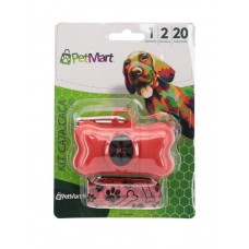 89553 - Cata caca plastico kit com 1 rolo vermelho - Mosquetão de alumínio - Petmart - MEDIDAS:22X32CM