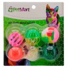 89601 - Kit brinquedo plastico gato brincalhao com 6 unidades - PetMart - 4cm 