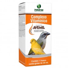 91152 - Suplemento Avemil Complexo Vitamina 20ml - Indubras - curió, canário, bicudo, trinca ferro e outros