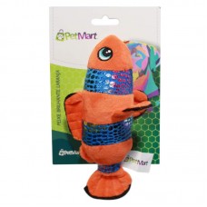 91223 - Brinquedo pelucia peixe brilhante laranja - PetMart - 19x12cm