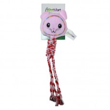 91252 - Brinquedo pelucia rato com corda rosa - PetMart - 4,5x14x30cm 