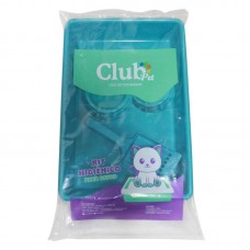 92306 - Kit bandeja higienica,pa higienica e 2 comedouros plastico azul - Club Four 