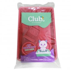 92311 - Kit bandeja higienica,pa higienica e 2 comedouros plastico vermelho - Club Four - com 10 unidades