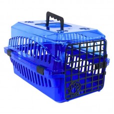 92951 - Caixa de Transporte com Glitter N1 Azul Transparente - Pet Toys - MEDIDAS: C44 X L31 X A27,6CM