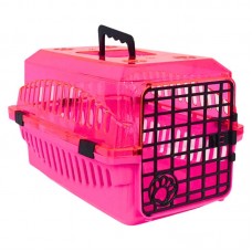 92952 - Caixa de Transporte com Glitter N1 Rosa Transparente - Pet Toys - MEDIDAS: C44 X L31 X A27,6CM