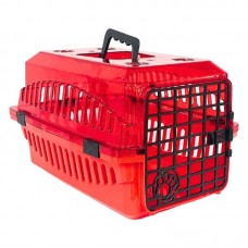 92954 - Caixa de Transporte com Glitter N1 Vermelho Transparente - Pet Toys - MEDIDAS: C44 X L31 X A27,6CM