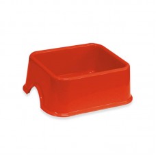 93155 - Comedouro Plástico Quadrado N3 Vermelho 1Litro - Furacão Pet - MEDIDAS: L16XA7XC14CM 