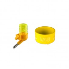93561 - Bebedouro Plástico Tradicional e comedouro para Hamster N1 Amarelo- InjectFour - MEDIDAS:C20XA4XL5CM