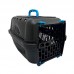 Caixa transporte Falcon N2 neon com porta acrillica Preto/Azul - Durapets - MEDIDAS:C48XL36A31CM