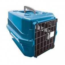 93953 - Caixa de transporte Mec Box Azul com Preto N1 - Mec Pet - COMP:32CM X LARG:26CM X ALT22CM