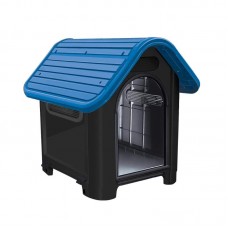 94262 - Casa plastica Dog Home N3 preto com teto Azul - Mec Pet - TAMANHO: A:43 X L:43 X C:49CM 