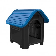 94270 - Casa plastica Dog Home N4 preto com teto Azul - Mec Pet - TAMANHO: A:65 X L:55 X C:73CM 