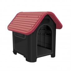 94271 - Casa plastica Dog Home N4 Preto com teto Vermelho - Mec Pet - TAMANHO: A:65 X L:55 X C:73CM 