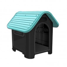 94275 - Casa plastica Dog Home N4 Preto com teto Verde Tiffany - Mec Pet - TAMANHO: A:65 X L:55 X C:73CM 