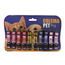 94314 - Coleira nylon regulavel listrada - West Pets - cartela com 10 unidades