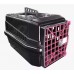 Caixa de transporte Mec Box Preto com porta Rosa N2 - Mec Pet - COMP:48CMXLARG:32CMXALT29CM